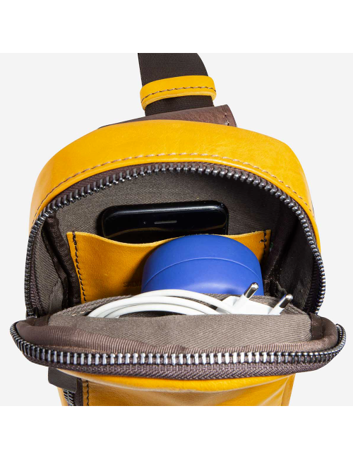 Genuine leather sling bag -...