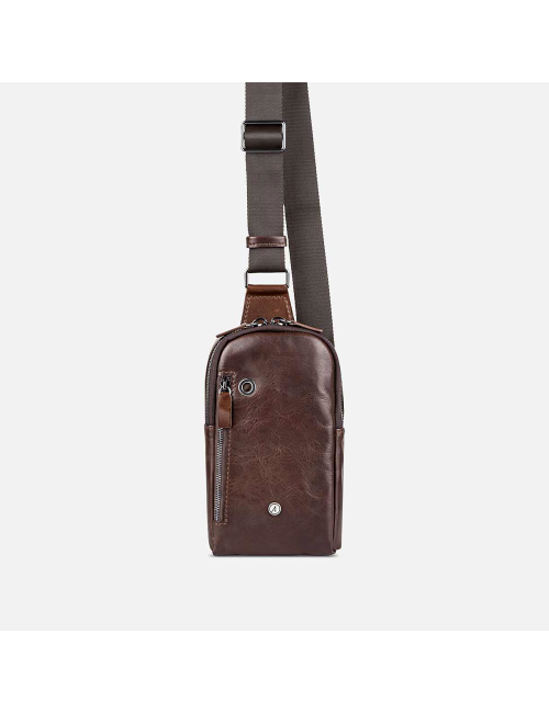 Genuine leather sling bag -...