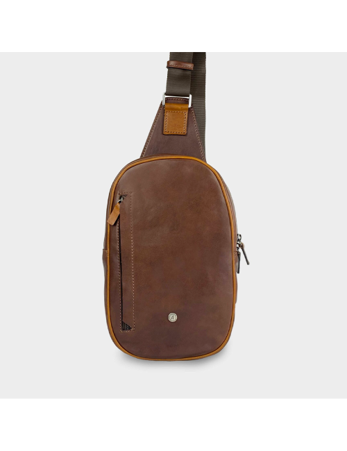 Genuine leather sling bag -...